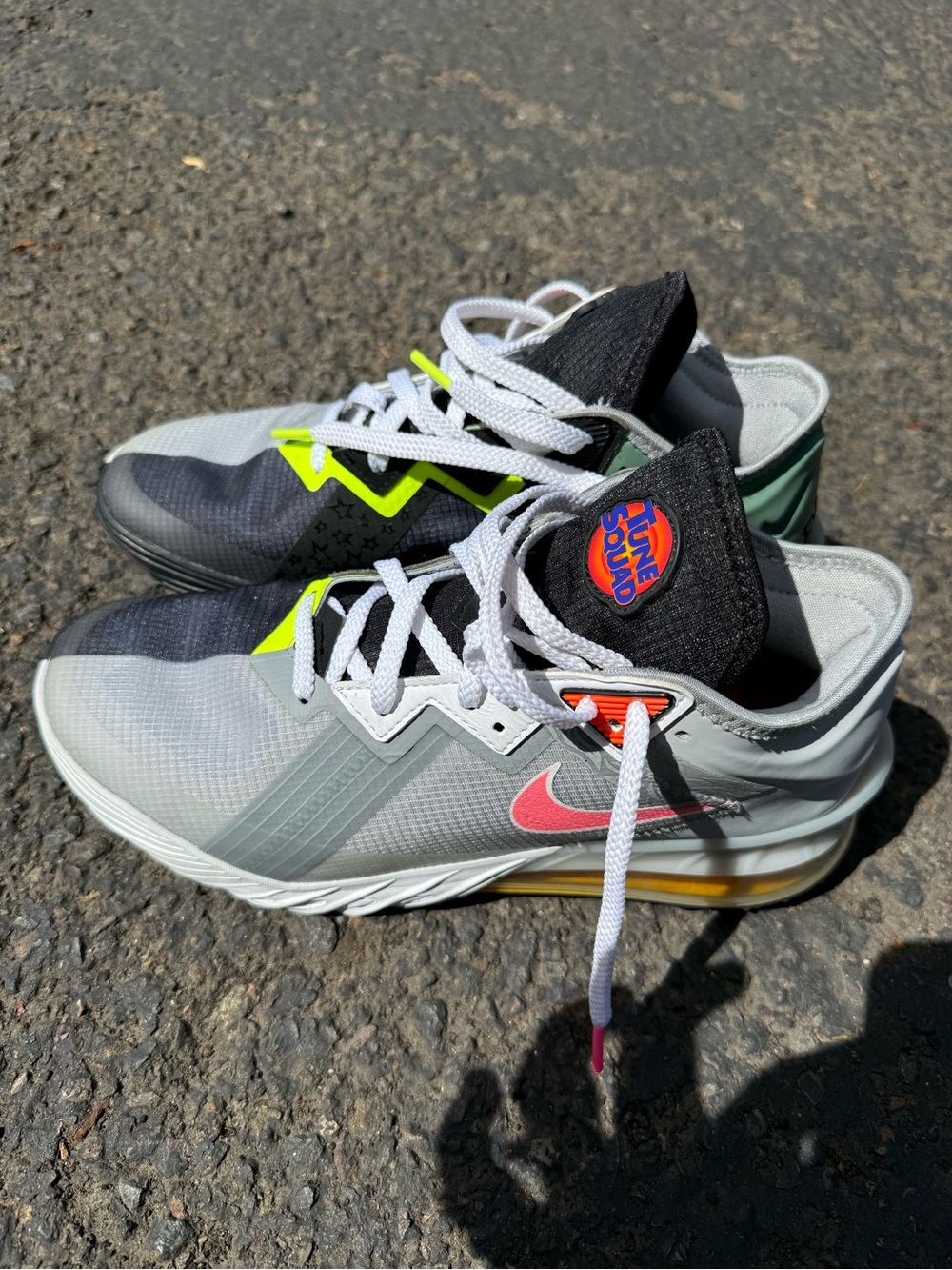 Nike Grey Basketball Shoes with Pink Swoosh and Neon Yellow Accents Nikereact